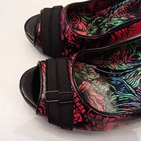 NEW Iron Fist “Santeria” Peep Toes size 9 High Heels Stilettos Black Pink Shoes - Picture 6 of 9
